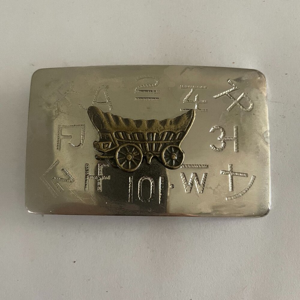 Beltbuckle Vintage Silver Nickel with Stagecoach